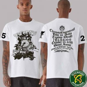 Travis Scott Live In Asia Seoul Korea Circus Maximus Tour 2025 Merchandise At Goyang Stadium On October 25 2025 Two Sided Unisex T-Shirt