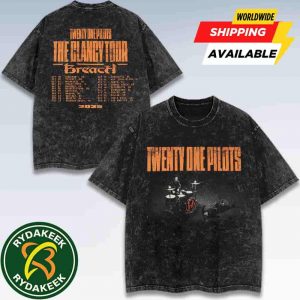 Twenty One Pilots The Clancy Tour Breach 2025 Exclusive Merchandise Tour Dates Printback Washed T-Shirt Twenty One Pilots The Clancy Tour Breach 2025 Exclusive Merchandise Tour Dates Printback Washed T-Shirt
