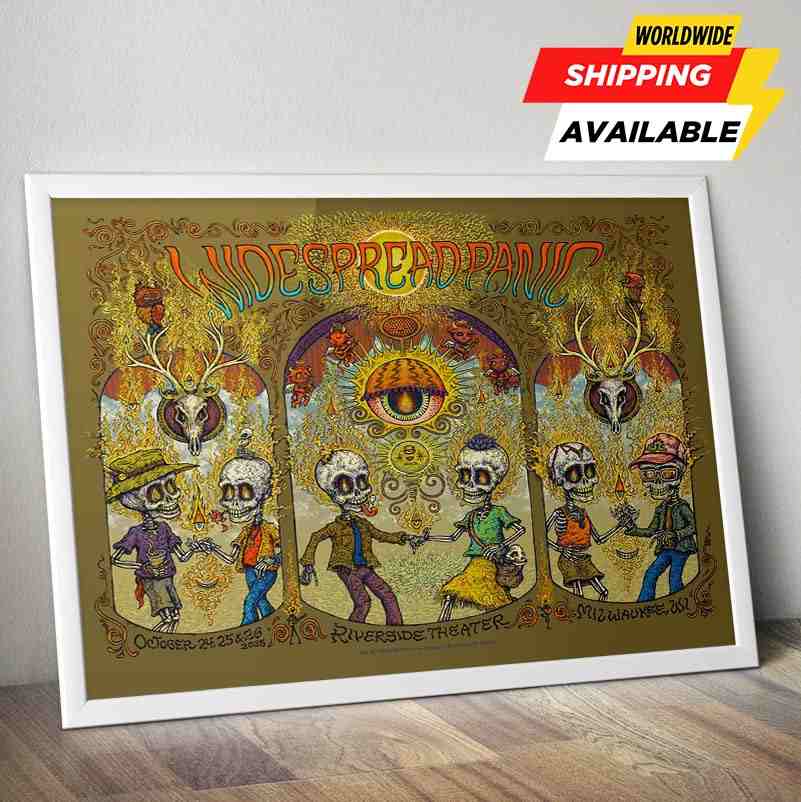 Widespread Panic Milwaukee 2025 Concer Poster Live At The Riverside Theater On October 24-25-26 Skull Artwork Poster Canvas Widespread Panic Milwaukee 2025 Concer Poster Live At The Riverside Theater On October 24-25-26 Skull Artwork Poster Canvas