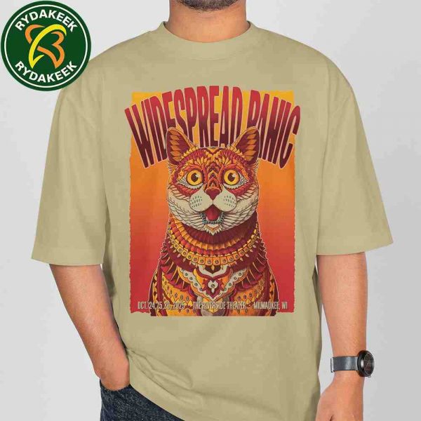 Widespread Panic Milwaukee 2025 Live At The Riverside Theater On October 24-25-26 Cat Artwork T-Shirt