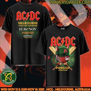 ACDC Melbourne PWR UP Tour Australia 2025 Exclusive Merchandise Tee At Cricket Ground On November 12-16 T-Shirt