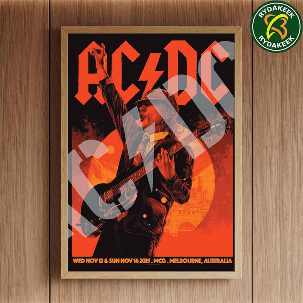 ACDC Melbourne PWR UP Tour Australia 2025 Official Poster At Cricket Ground On November 12-16 Home Decor Poster Canvas