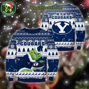 BYU Cougars Grinch Xmas College Football NCAA Christmas Ugly Sweater for Holiday Fans