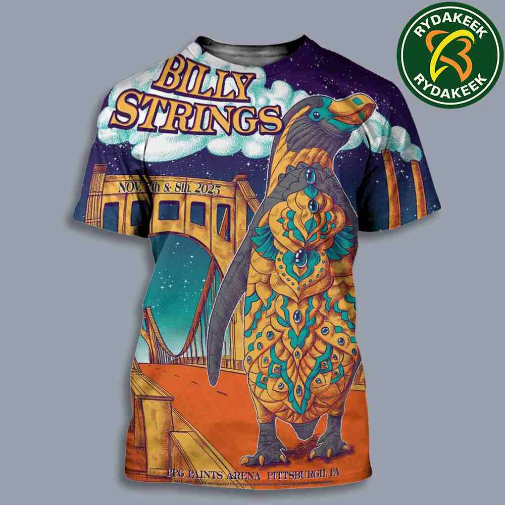 Billy Strings Pittsburgh PA 2025 At PPG Paints Arena On November 7-8 Art By Ben Work All Over Print T-Shirt