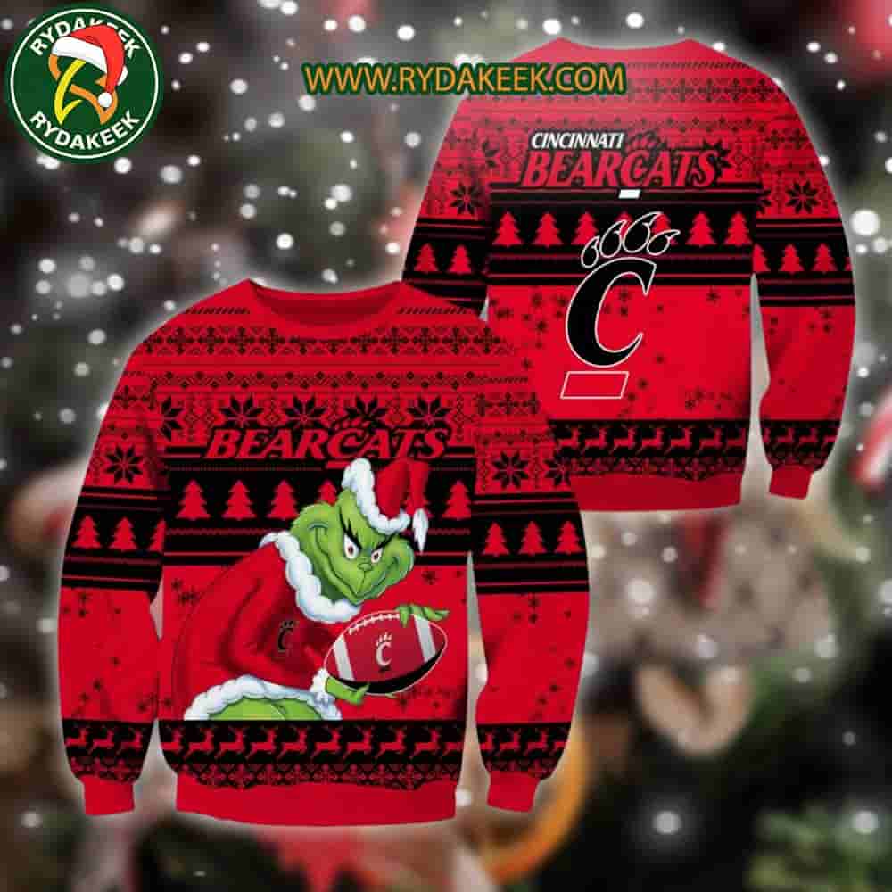 Cincinnati Bearcats Grinch Xmas College Football NCAA Christmas Ugly Sweater for Holiday Fans Cincinnati Bearcats Grinch Xmas College Football NCAA Christmas Ugly Sweater for Holiday Fans