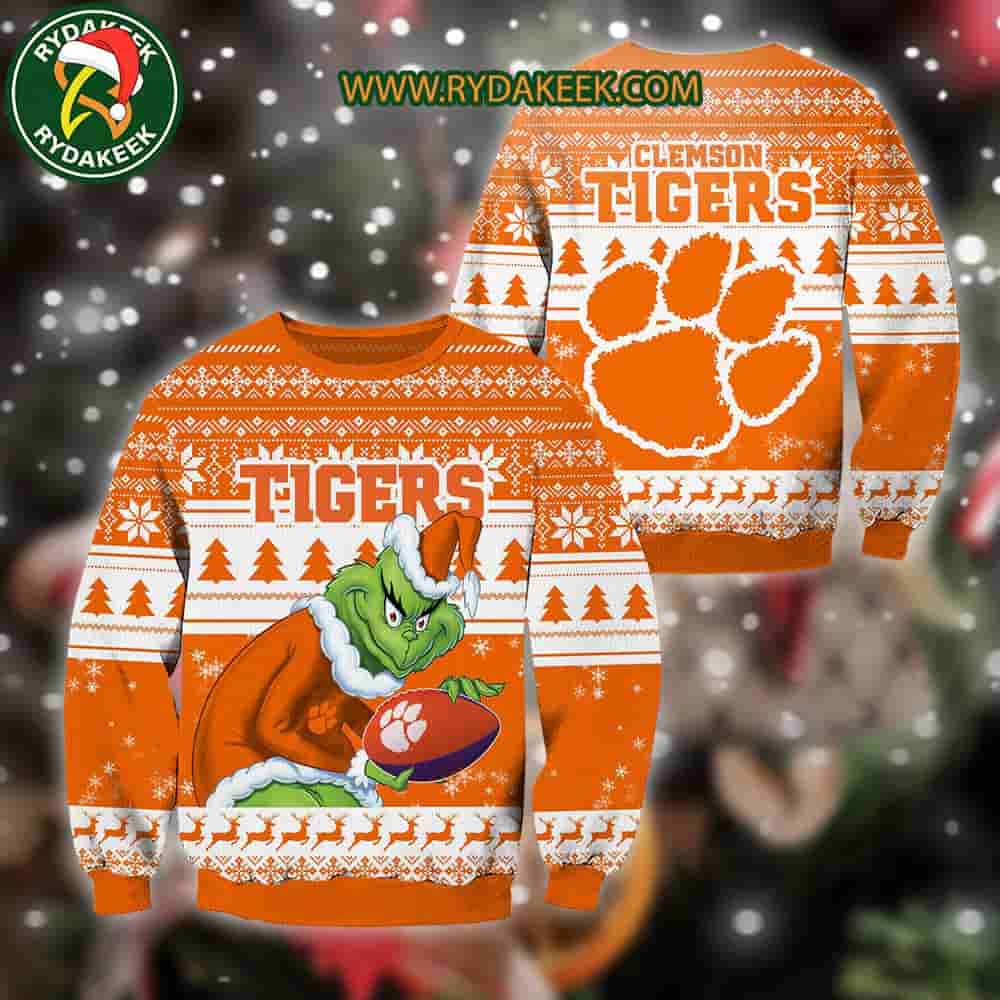Clemson Tigers Grinch Xmas College Football NCAA Christmas Ugly Sweater for Holiday Fans Clemson Tigers Grinch Xmas College Football NCAA Christmas Ugly Sweater for Holiday Fans