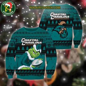 Coastal Carolina Chanticleers Grinch Xmas College Football NCAA Christmas Ugly Sweater for Holiday Fans
