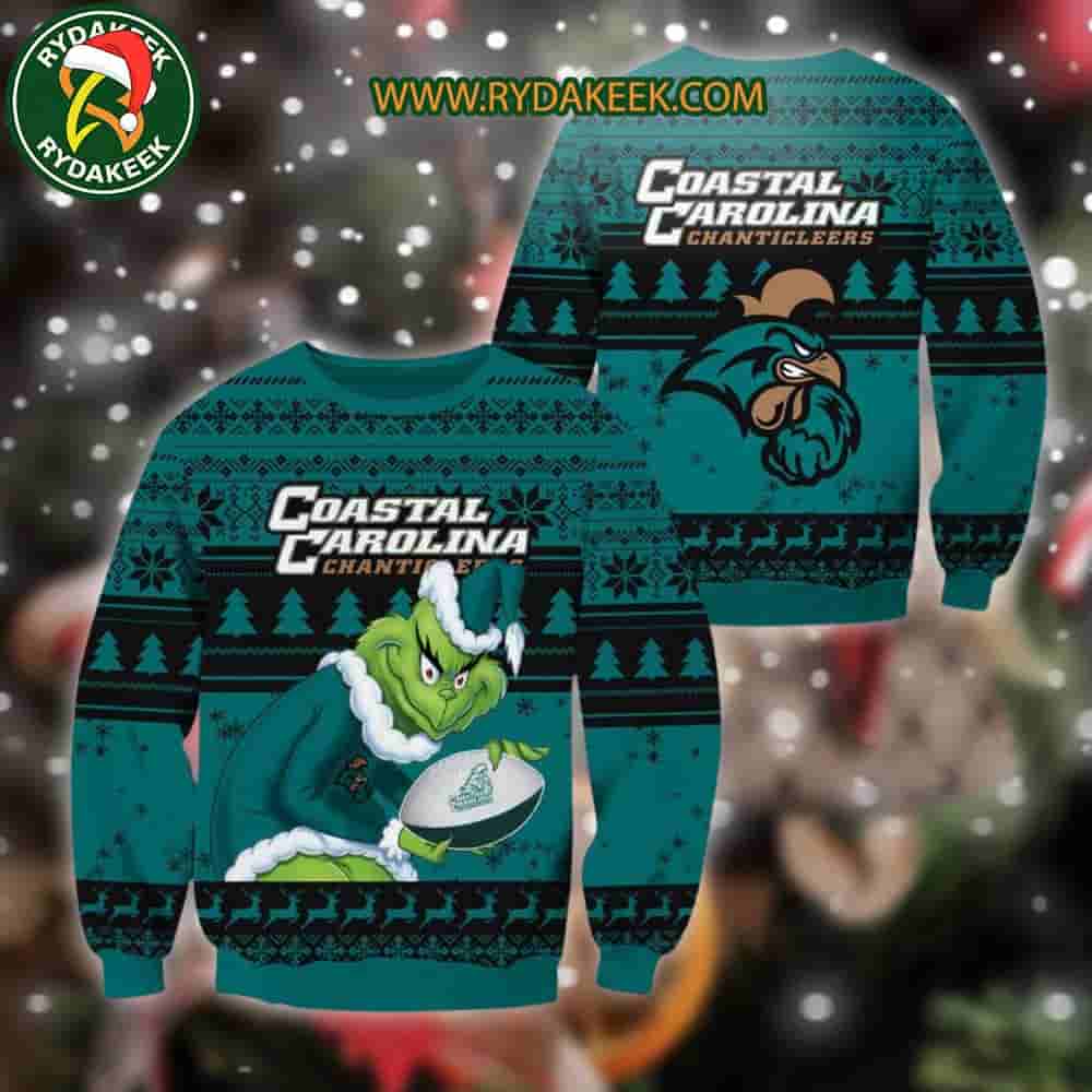 Coastal Carolina Chanticleers Grinch Xmas College Football NCAA Christmas Ugly Sweater for Holiday Fans Coastal Carolina Chanticleers Grinch Xmas College Football NCAA Christmas Ugly Sweater for Holiday Fans