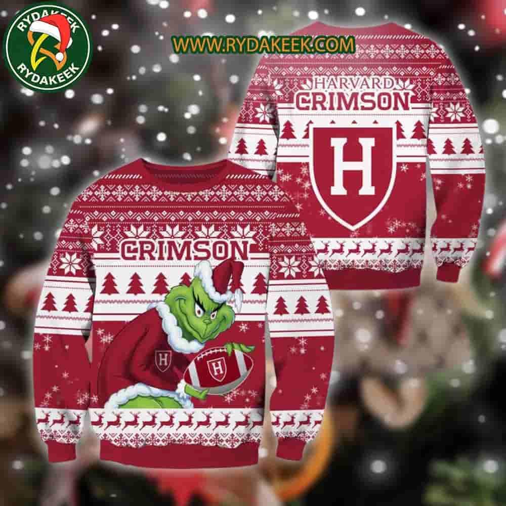 Harvard Crimson Grinch Xmas College Football NCAA Christmas Ugly Sweater for Holiday Fans Harvard Crimson Grinch Xmas College Football NCAA Christmas Ugly Sweater for Holiday Fans