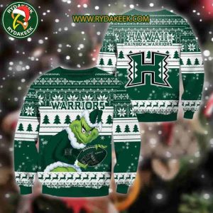 Hawaii Rainbow Warriors Grinch Xmas College Football NCAA Christmas Ugly Sweater for Holiday Fans