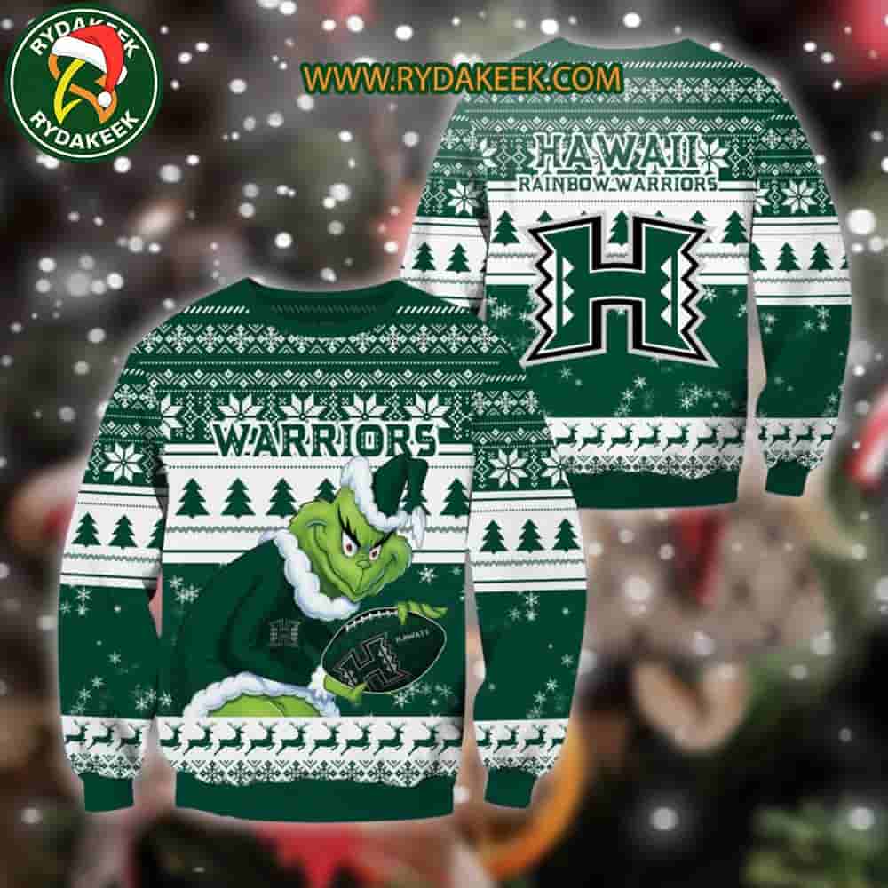 Hawaii Rainbow Warriors Grinch Xmas College Football NCAA Christmas Ugly Sweater for Holiday Fans Hawaii Rainbow Warriors Grinch Xmas College Football NCAA Christmas Ugly Sweater for Holiday Fans