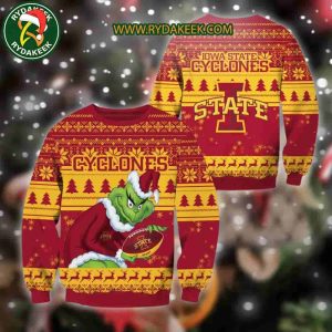 Iowa State Cyclones Grinch Xmas College Football NCAA Christmas Ugly Sweater for Holiday Fans