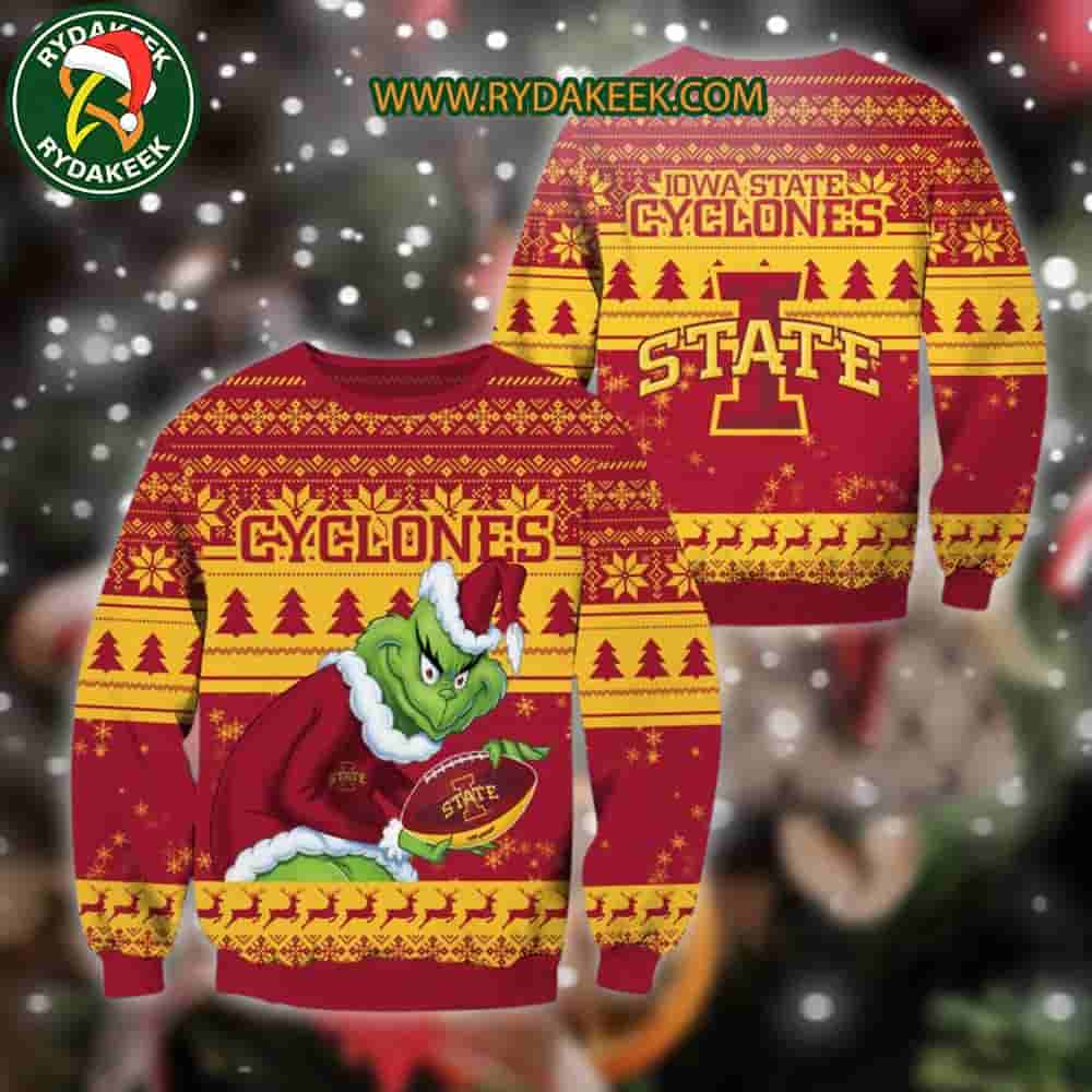 Iowa State Cyclones Grinch Xmas College Football NCAA Christmas Ugly Sweater for Holiday Fans Iowa State Cyclones Grinch Xmas College Football NCAA Christmas Ugly Sweater for Holiday Fans
