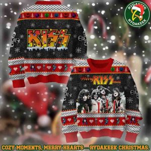 Kiss Band Merry Kissmas Christmas Lights Logo Skulls Christmas Ugly Sweater Gift For Family And Friends