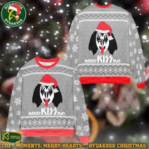 Kiss Band Merry Kissmas The Demon Santa Hat Christmas Ugly Sweater Gift For Family And Friends