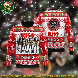 Kiss Band Rock And Roll Over Cartoon Style Christmas Ugly Sweater Gift For Family And Friends