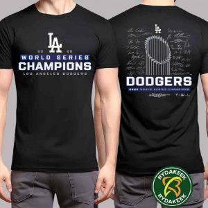 MLB Los Angeles Dodgers Fanatics Black 2025 World Series Champions Signature Roster T-Shirt