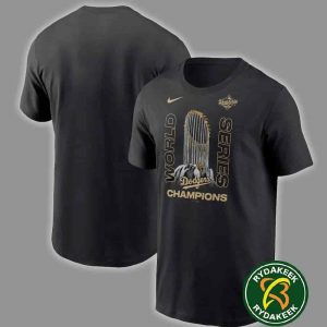 MLB Los Angeles Dodgers Nike Black 2025 World Series Champions Raise The Trophy T-Shirt