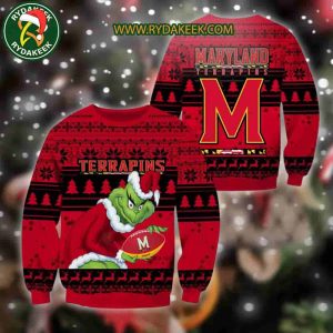 Maryland Terrapins Grinch Xmas College Football NCAA Christmas Ugly Sweater for Holiday Fans