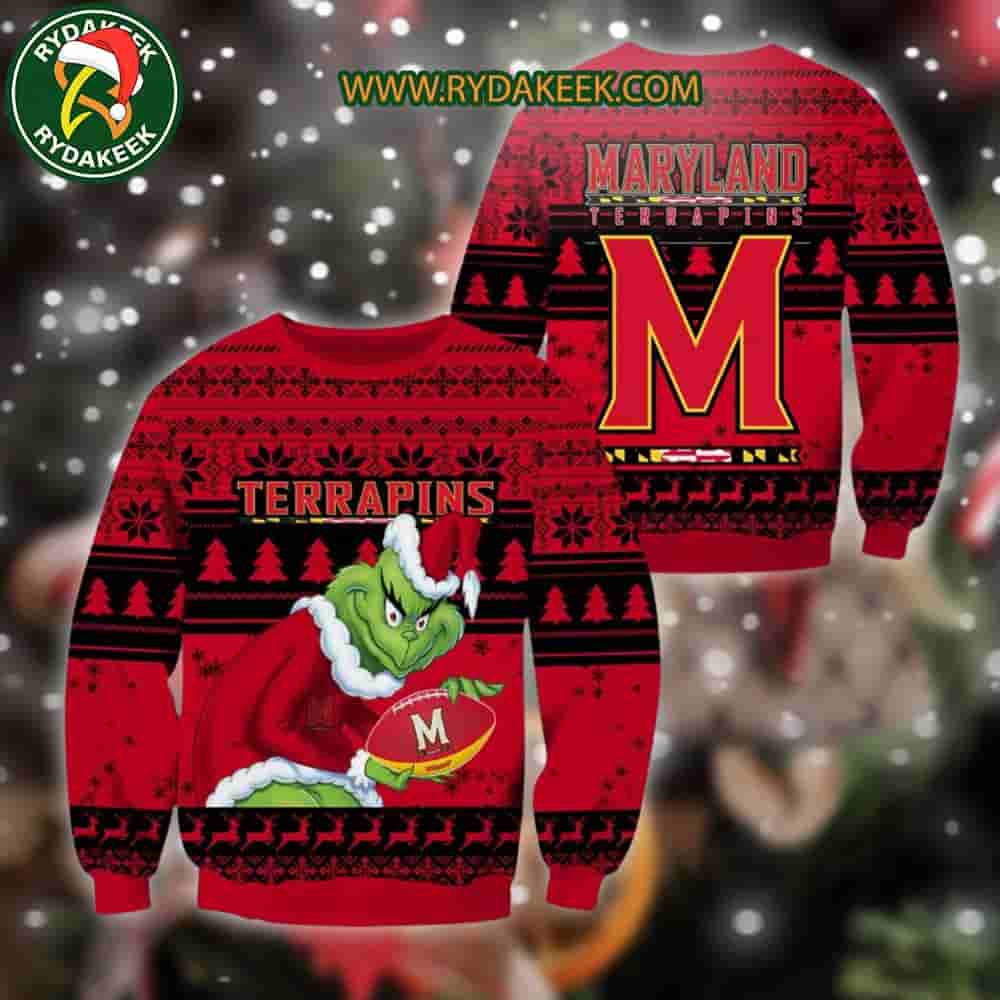 Maryland Terrapins Grinch Xmas College Football NCAA Christmas Ugly Sweater for Holiday Fans Maryland Terrapins Grinch Xmas College Football NCAA Christmas Ugly Sweater for Holiday Fans