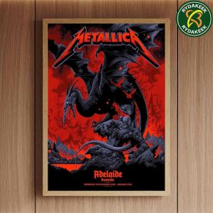 Metallica M72 Adelaide Australia 2025 Concert Poster Ken Taylor Black Dragon Pop-Up Exclusive Print On November 5 At Adelaide Oval