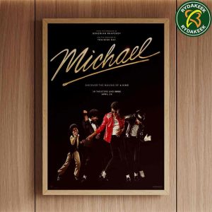 Michael 2026 Official Poster Jaafar Jackson Discover The Making Of A King In Theaters April 24 Home Decor Poster Canvas