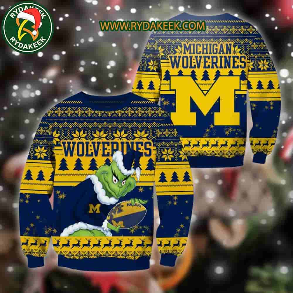 Michigan Wolverines Grinch Xmas College Football NCAA Christmas Ugly Sweater for Holiday Fans Michigan Wolverines Grinch Xmas College Football NCAA Christmas Ugly Sweater for Holiday Fans