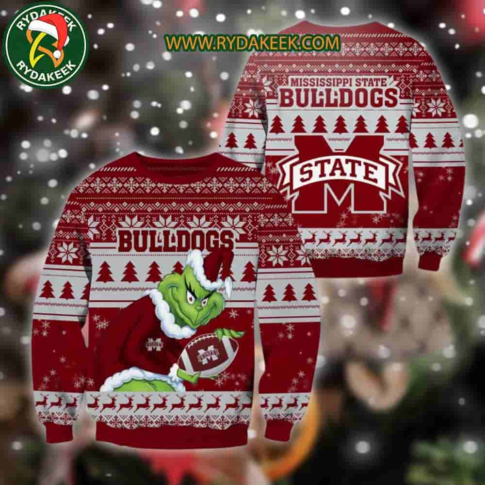 Mississippi State Bulldogs Grinch Xmas College Football NCAA Christmas Ugly Sweater for Holiday Fans Mississippi State Bulldogs Grinch Xmas College Football NCAA Christmas Ugly Sweater for Holiday Fans
