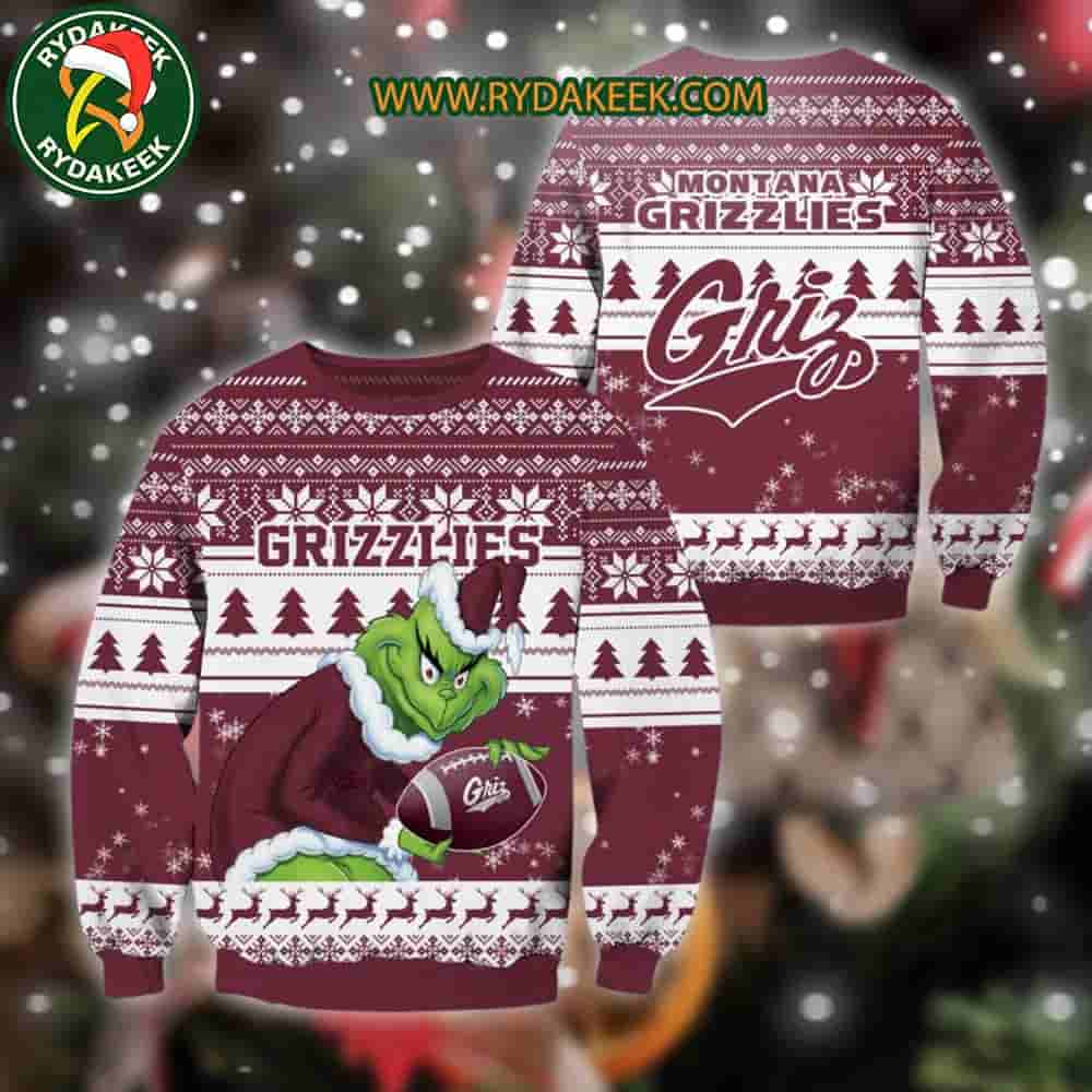 Montana Grizzlies Grinch Xmas College Football NCAA Christmas Ugly Sweater for Holiday Fans Montana Grizzlies Grinch Xmas College Football NCAA Christmas Ugly Sweater for Holiday Fans