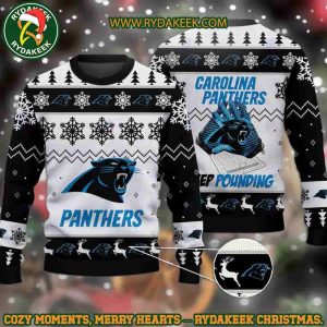 NFL Carolina Panthers Keep Pounding Christmas Ugly Sweater For Family Memories And Xmas Gift