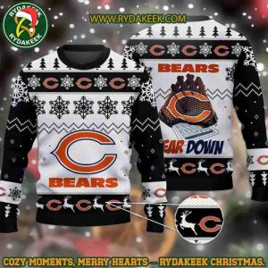 NFL Chicago Bears Bear Down Christmas Ugly Sweater For Family Memories And Xmas Gift