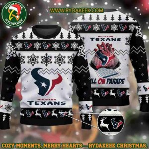 NFL Houston Texans Bulls On Parade Christmas Ugly Sweater For Family Memories And Xmas Gift