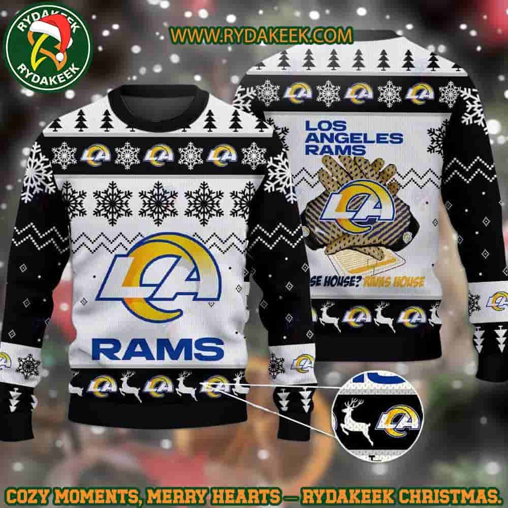 NFL Los Angeles Rams Whose House Rams House Christmas Ugly Sweater For Family Memories And Xmas Gift NFL Los Angeles Rams Whose House Rams House Christmas Ugly Sweater For Family Memories And Xmas Gift
