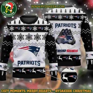 NFL New England Patriots Finished Business Christmas Ugly Sweater For Family Memories And Xmas Gift