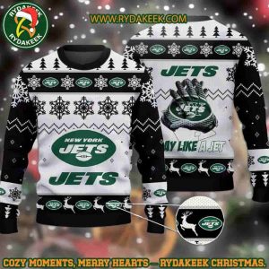 NFL New York Jets Play Like A Jet Christmas Ugly Sweater For Family Memories And Xmas Gift