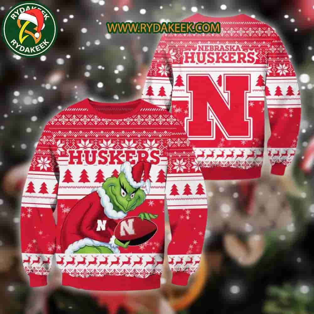 Nebraska Cornhuskers Grinch Xmas College Football NCAA Christmas Ugly Sweater for Holiday Fans Nebraska Cornhuskers Grinch Xmas College Football NCAA Christmas Ugly Sweater for Holiday Fans