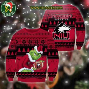 Northern Illinois Huskies Grinch Xmas College Football NCAA Christmas Ugly Sweater for Holiday Fans
