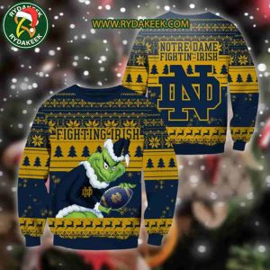 Notre Dame Fighting Irish Grinch Xmas College Football NCAA Christmas Ugly Sweater for Holiday Fans