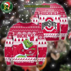 Ohio State Buckeyes Grinch Xmas College Football NCAA Christmas Ugly Sweater for Holiday Fans