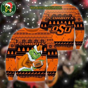 Oklahoma State Cowboys Grinch Xmas College Football NCAA Christmas Ugly Sweater for Holiday Fans