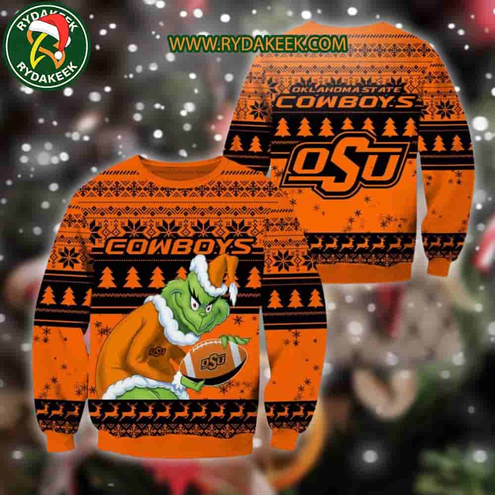 Oklahoma State Cowboys Grinch Xmas College Football NCAA Christmas Ugly Sweater for Holiday Fans Oklahoma State Cowboys Grinch Xmas College Football NCAA Christmas Ugly Sweater for Holiday Fans