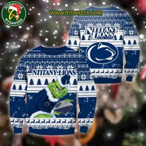 Penn State Nittany Lion Grinch Xmas College Football NCAA Christmas Ugly Sweater for Holiday Fans