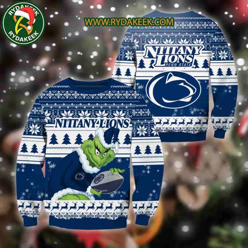 Penn State Nittany Lion Grinch Xmas College Football NCAA Christmas Ugly Sweater for Holiday Fans Penn State Nittany Lion Grinch Xmas College Football NCAA Christmas Ugly Sweater for Holiday Fans