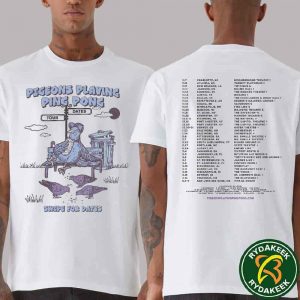 Pigeons Playing Ping Pong Swipe For Dates 2025-26 Dates List Print Back T-Shirt