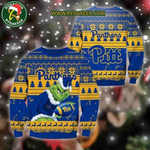 Pittsburgh Panthers Grinch Xmas College Football NCAA Christmas Ugly Sweater for Holiday Fans