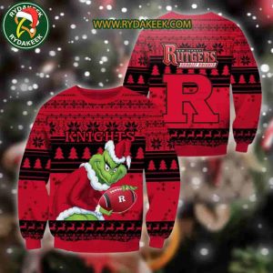 Rutgers Scarlet Knights Grinch Xmas College Football NCAA Christmas Ugly Sweater for Holiday Fans