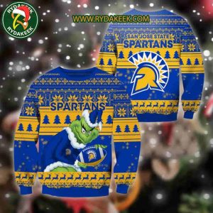 San Jose State Spartans Grinch Xmas College Football NCAA Christmas Ugly Sweater for Holiday Fans