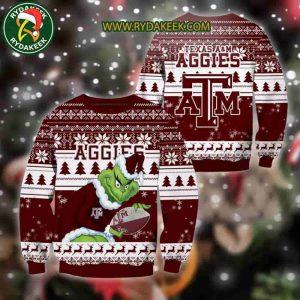 Texas A&M Aggies Grinch Xmas College Football NCAA Christmas Ugly Sweater for Holiday Fans