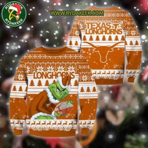 Texas Longhorns Grinch Xmas College Football NCAA Christmas Ugly Sweater for Holiday Fans