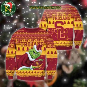 USC Trojans Grinch Xmas College Football NCAA Christmas Ugly Sweater for Holiday Fans